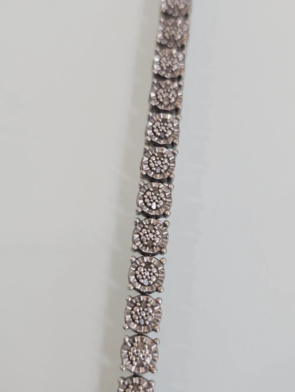 925 DU Diamond Cut Sterling Silver DIA Accent Tennis Bracelet 7.25